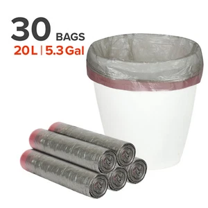 LSP [30-Pack] 20 Liter 5.3 Galon Trash Bag Durable Garbage Bag Black Red Handle - Picture 1 of 4