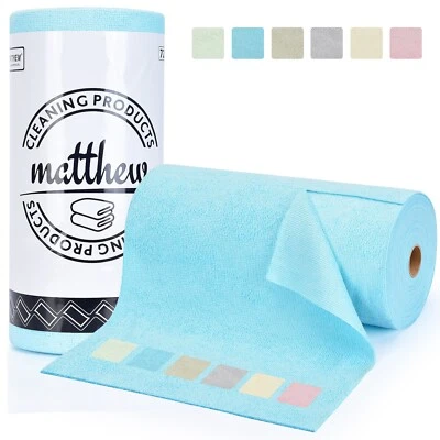 Matthew Microfiber Cleaning Cloth Roll 72Pack(12"x12") Washable Tear Away Towels