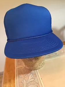 NOS Vintage Royal Blue Snapback Mesh Trucker Cap Hat Foam Front - Picture 1 of 8