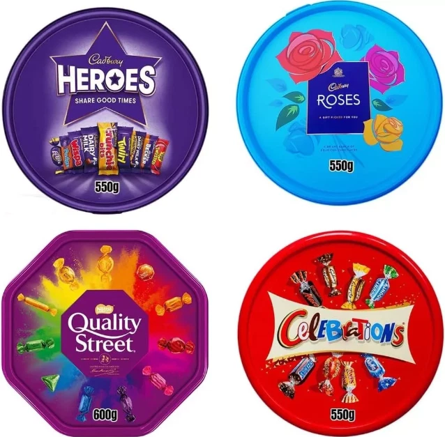 Cadbury Chocolate Tubs Celebrations Heroes Roses Quality Street LONG EXPIRY 2026