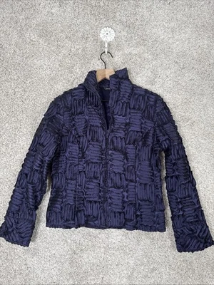 Samuel Dong Womens Purple/Blue Textured Collar Zip Long Sleeve Jacket Size M - Image 1 of 4