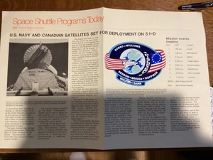 SPACE SHUTTLE PROGRAMS TODAY MISSION 51-D DISCOVERY  EPHEMERA WITH CREW STICKER - Picture 1 of 2