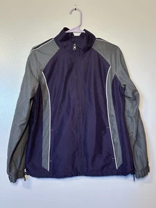 SJB Women's Track Athletic Purple Gray Collared Jacket Zip Up Pockets Size Med - Picture 1 of 10
