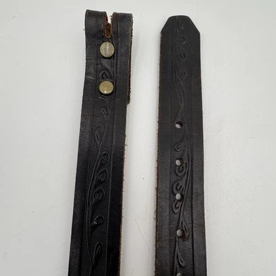 Cinturón de cuero de colección mecanizado a mano 1,5” fuente de tronco occidental “REGINA” desplazamiento floral talla 28 Foto 1 de 4