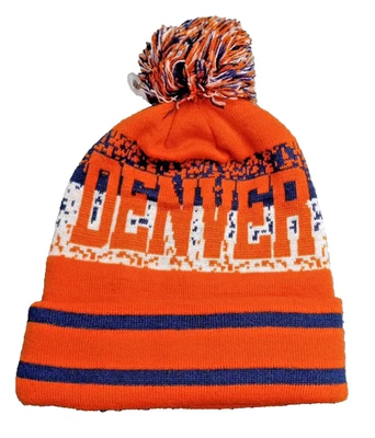 Denver Colorado Gorro Gorra Calavera POM Cálido Esquí Broncos Colores Naranja Azul WHT Foto 1 de 4
