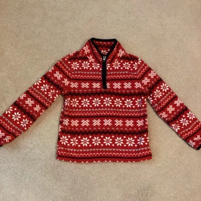 OSHKOSH GIRLS 6 PART ZIP FRONT LONG SLEEVED TOP, FLEECE, NORDIC PATTERN - Image 1 of 3