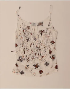 ZARA Womens Abstract Pattern Crop Cami Top UK 12 Medium White Cotton CU01 - Picture 1 of 3