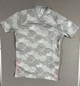 Adidas Men's Tango Soccer Jersey Gray White Hex Camo Red Stripes Size Large - Picture 1 of 7
