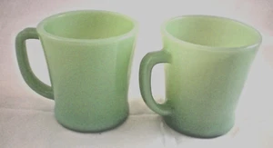 VTG Anchor Hocking Fire King Jadeite Green D Handle Coffee Mug Cup Lot of 2 - Picture 1 of 4