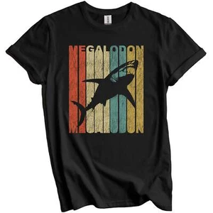 Retro Megalodon Shark Distressed Vintage Style Shark T-Shirt - Picture 1 of 5
