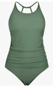 Hilor Women's Tankini Swimsuits High Neck Swimwear Shirred Swim Tummy Control - Picture 1 of 6