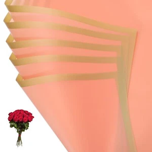 Flower Gift Wrapping Paper 20 Sheets Gold Edge Waterproof Bouquet Paper Wrap ... - Picture 1 of 7