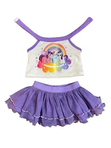 Build A Bear My Little Pony Rainbow Power lila 2-teiliges Kleidungsset Shirt Rock - Bild 1 von 5