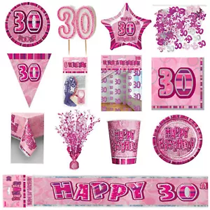 Glitz Pink 30. Geburtstag Party Geschirr Dekoration Teller Banner Kerze Alter 30 - Bild 1 von 13