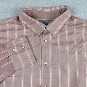 John Varvatos Herren Hemd XXL Rot Gestreift Langarm Baumwolle Freizeit Knopfleiste NEU - Bild 1 von 11
