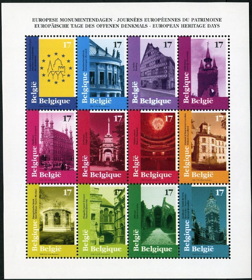Belgium 1711 sheet, MNH. Michel 2815-2826 Zd-bogen. European Heritage Days,1998. - Image 1 of 1