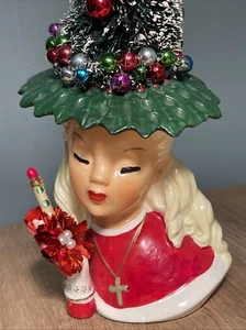 Vintage Christmas Lady Head Upcycle Holiday Diorama Decoration Religious - Picture 1 of 14