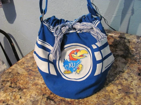 Kansas Jayhawks KU University of Kansas Canvas Cross Body Purse Tote Cover
