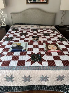 Christmas Quilt Patchwork Nutcracker Queen Size 100% Cotton - Picture 1 of 8