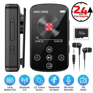 Portable MP3 Player 32GB HiFi Sound Bluetooth Clip Music Voice Recorder FM Radio - Picture 1 of 14