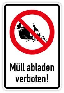 Sticker combination sign ""Dumping garbage prohibited!"" symbol film | size selectable - Picture 1 of 1