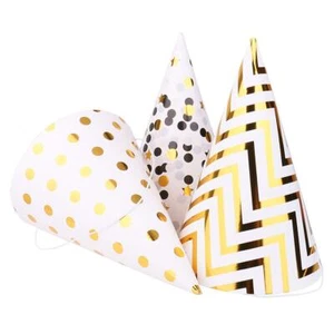 Gold Birthday Party Hats 12 pcs Assorted - Picture 1 of 9