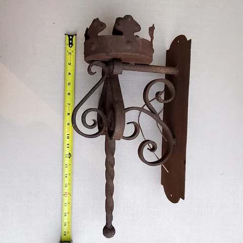 Antique Gothic Wrought Iron Wall Torch Sconce Medieval Castle Spanish Revival 19 Cover