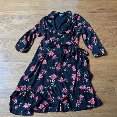 Vestido Draper James RSVP Verde Talla 2X Floral Negro Cierre Envolvente Foto 1 de 4