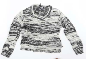 H&M Womens White Scoop Neck Acrylic Blend Jumper Size XS - Picture 1 of 12
