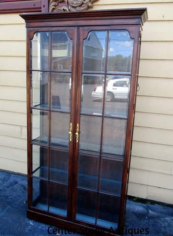 63732 QUALITY  Large UNION NATIONAL  Curio Cabinet Beveled Glass Cover
