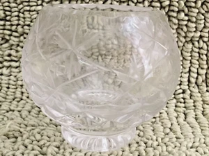 Heavy Clear Crystal Ball Votive Candle Holder Star Burst Bottom Leaf Side Design - Bild 1 von 8