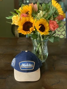 NWT Modelo Beer Trucker Adjustable Snapback Cap in Navy/Gold - Picture 1 of 24