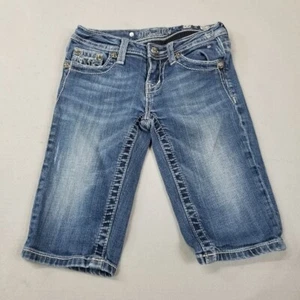 Miss Me Girls Jean Shorts Size 12 Bermuda Blue Denim JK6015M 24 In Waist - Picture 1 of 11