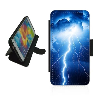 Lightning storm Phone Case Wallet flip cover For iPhone Samsung LIT1 picture - Image 1 of 4