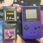 Nintendo Game Boy Color Grape Handheld System AUTHENTIC! WITH GAME! WORKS!