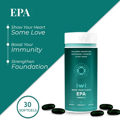 iWi, Omega-3 EPA, a base de algas, 30 cápsulas blandas veganas Foto 1 de 4