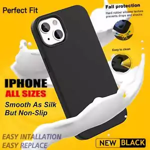 Case For iPhone Black 15 14 13 12 11 X XR 8 Shockproof Silicone Black TPU Cover - Picture 1 of 6
