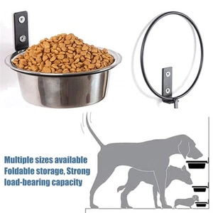 Pack of 2 Wall Mounted Pet Dog Feeder Raised Dog Food and Water Bowls Dispenser - Picture 1 of 15