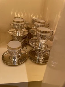 ESTATE HEIRLOOM: Antique TIFFANY STERLING SILVER & LENOX China DEMITASSE SET - Picture 1 of 7