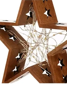 LUMIDA Xmas LED-Holzdekoration Stern outdoorgeeignet 60 LEDs, Adapter Timer, Ø 2 - Bild 1 von 3