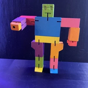 Cubebot Areaware David Weeks Studio Multicolor Wood Cube Puzzle Robot Fidget Toy - Picture 1 of 8