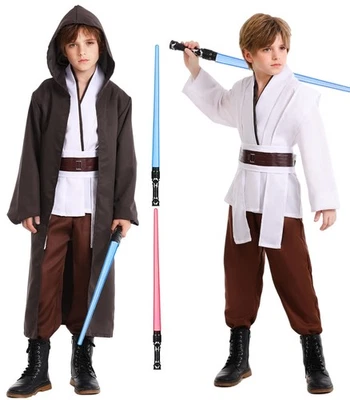 Disfraz Jedi Niños Obi Wan Kenobi Juegos con disfraces Túnica Bata Sable de Luz Anakin Skywalk... Foto 1 de 4