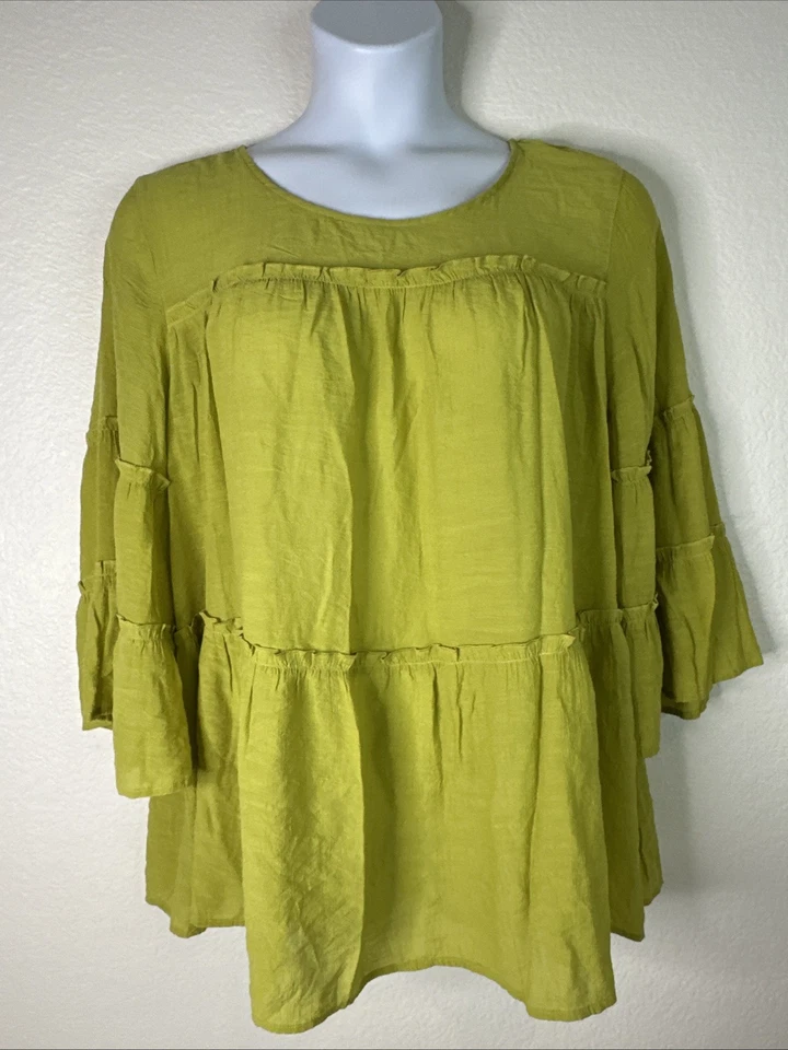 Top Babydoll tejido verde manga 3/4 Cocomo para mujer talla grande 2X Foto 1 de 4