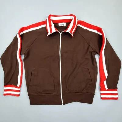 Vintage 70s Vardon Track Jacket Mens Large Brown Full Zip Acrylic Stretch - Image 1 of 4