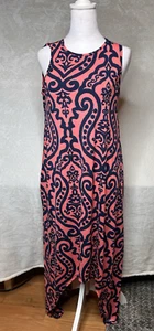 Bellamie Womens M Sleeveless High/ Low Dress Pockets Coral Navy Beach Casual NEW - Picture 1 of 11