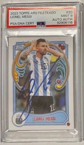 2023 Topps Argentina Fileteado Lionel Messi #20 PSA MINT 9 Auto AUTH - Picture 1 of 6