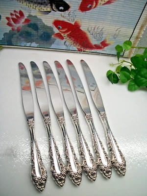 6 cuchillos de cena Oneida Community Royal Grandeur plateados 1975 Foto 1 de 4