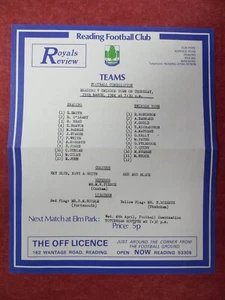 LECTURA v SWINDON TOWN | 1983/1984 | RESERVAS | 29 MAR 1984 | UK FREEPOST - Imagen 1 de 2