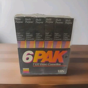 GEMINI T-120 VHS Tapes 6 Pack Multi Purpose HIGH DENSITY 1993 SEALED - Picture 1 of 6
