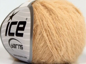 Techno Fine Beige 68824 Ice Yarns Soft Short Eyelash Yarn Sport Wt 50gr 382yd - Picture 1 of 5